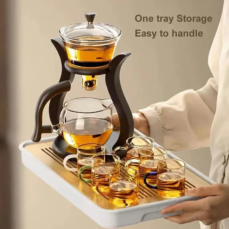 Heat - Resistant Glass Tea Set Magnetic Water Diversion Rotating Cover Bowl Automatic Tea Maker Lazy Kungfu Teapot Drinking - Coffee Zest online shop