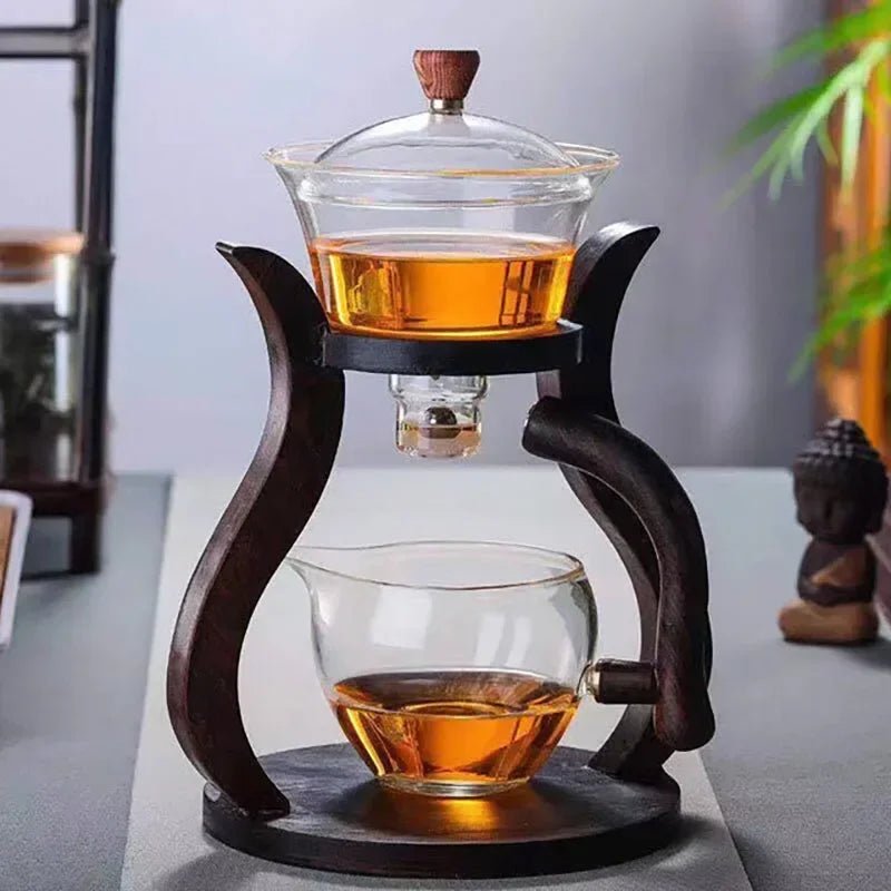 Heat - Resistant Glass Tea Set Magnetic Water Diversion Rotating Cover Bowl Automatic Tea Maker Lazy Kungfu Teapot Drinking - Coffee Zest online shop