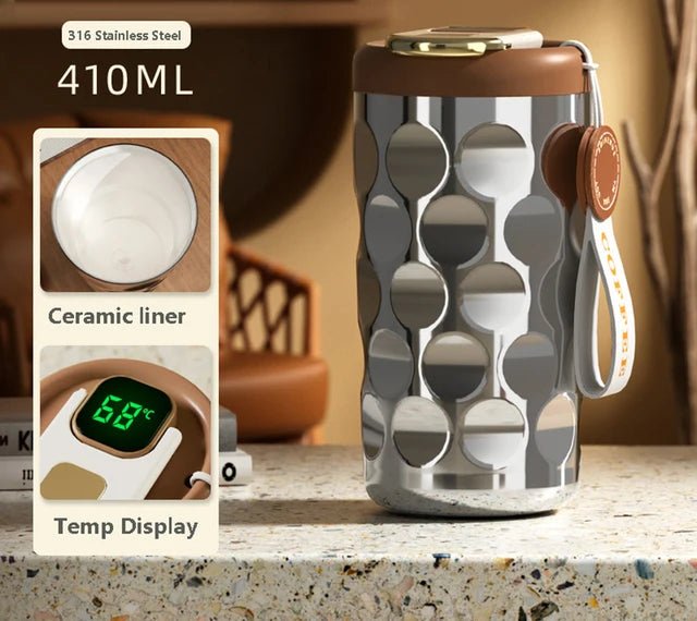 LED temperature display insulated cup 316 stainless steel cup intelligent coffee insulated bottle 410ml vacuum bottle coffee cup - Coffee Zest online shop