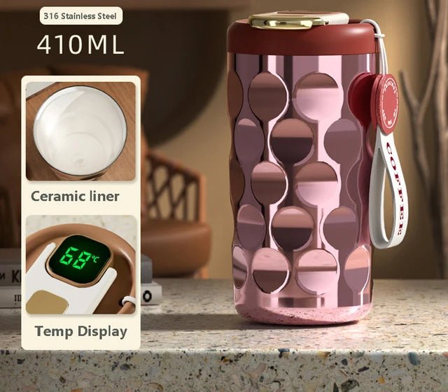 LED temperature display insulated cup 316 stainless steel cup intelligent coffee insulated bottle 410ml vacuum bottle coffee cup - Coffee Zest online shop