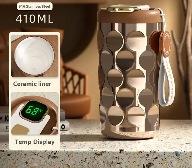 LED temperature display insulated cup 316 stainless steel cup intelligent coffee insulated bottle 410ml vacuum bottle coffee cup - Coffee Zest online shop