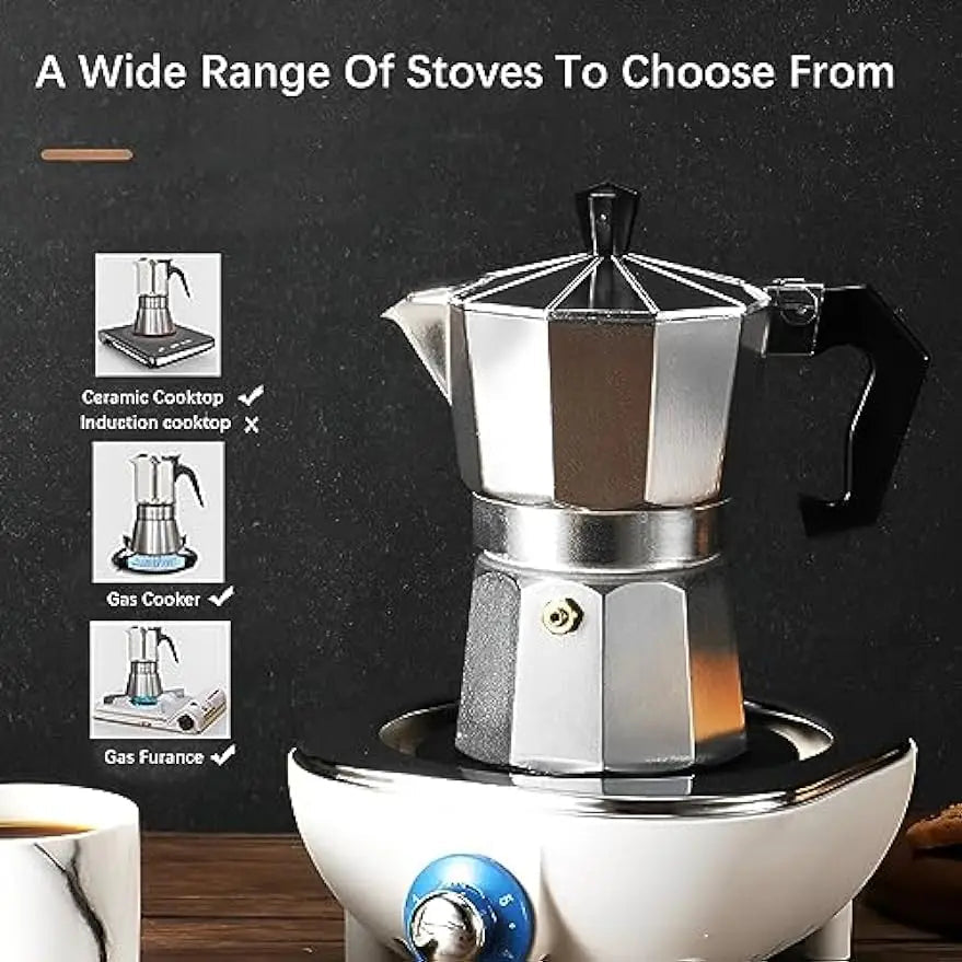 Mocha Coffee Pot Espresso Coffee Maker Brewer Home Hand - brewed Octagonal Mokka Pot Kitchen Coffee Accessories - Coffee Zest online shop