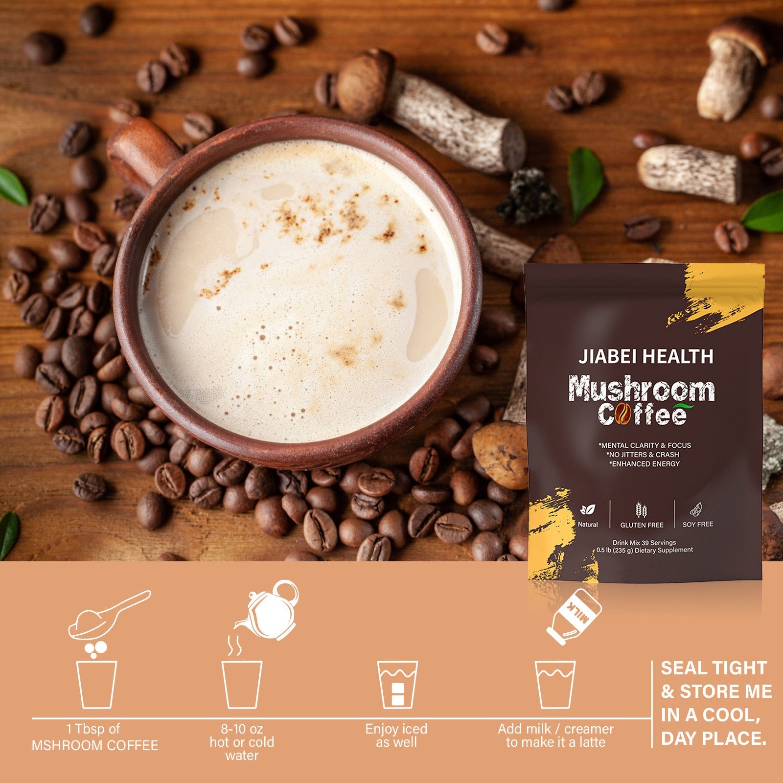 Mushroom Coffee Bagged Mushroom King Small Turkey Tail Mushroom Coffee - Coffee Zest online shop