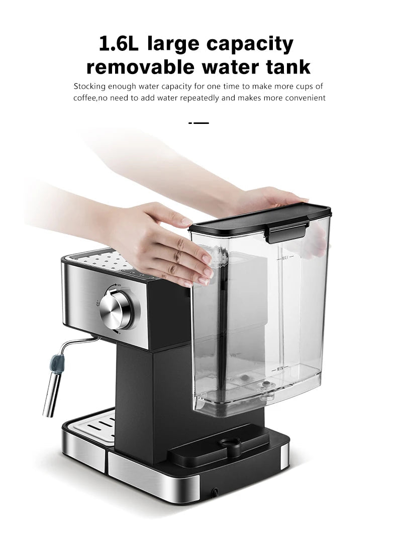 Semi - automatic espresso coffee machine 20Bar pressure extractor 3 - in - 1 with milk frother - Coffee Zest online shop