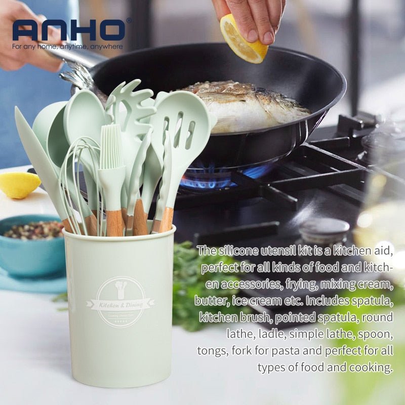 Silicone Kitchen Cooking Utensil Set Standard Non - Stick Silica Heat Resistance Kitchen Tool Accessories - Coffee Zest online shop
