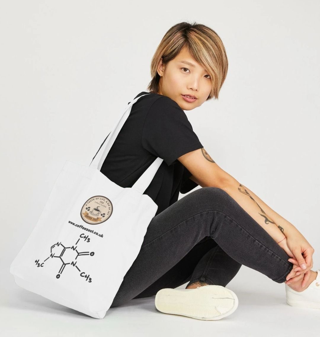 Tote Bag with Coffee Zest logo and coffee chemical formula - Coffee Zest online shop