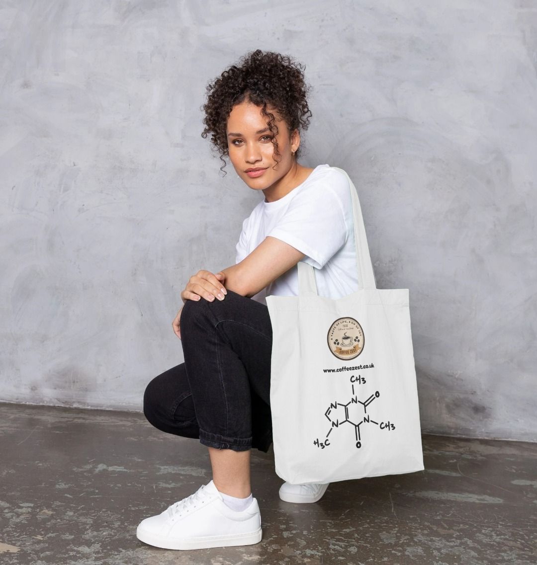 Tote Bag with Coffee Zest logo and coffee chemical formula - Coffee Zest online shop