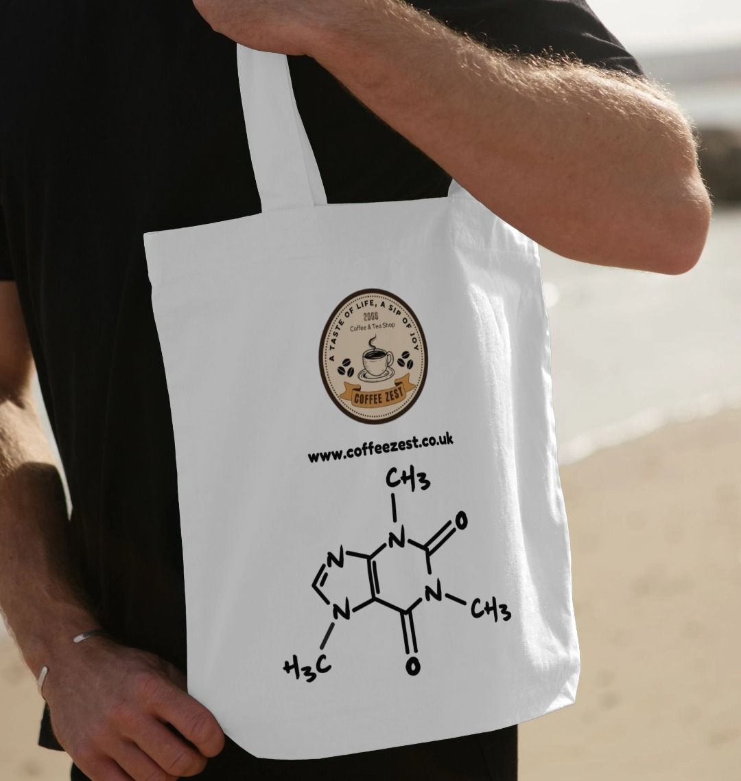 Tote Bag with Coffee Zest logo and coffee chemical formula