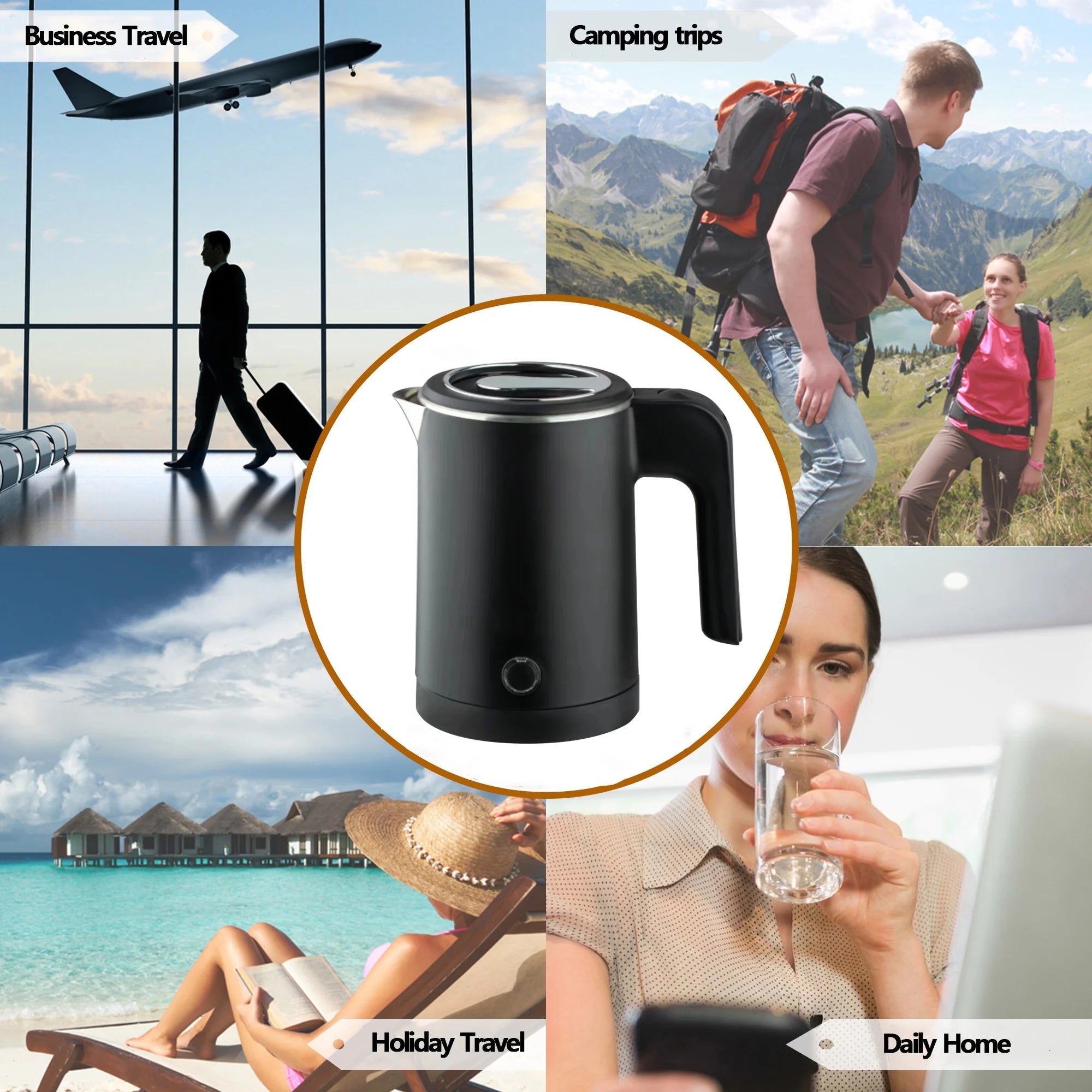 Travel Electric Kettle Tea Coffee 0.8L Stainless Steel - Coffee Zest online shop