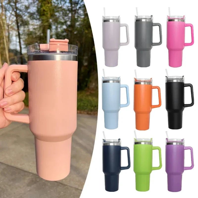 Tumbler With Handle Insulated With Lids Straw Stainless Steel Coffee Cup Travel Mug - Coffee Zest online shop